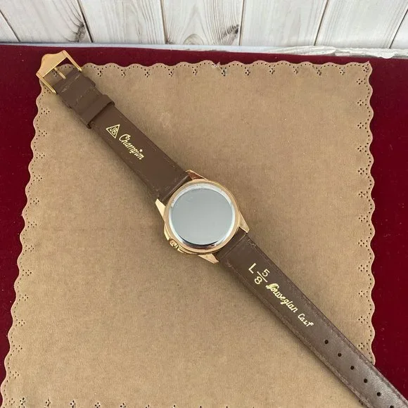 Bulova 2 Tone White Enamel and Rose Gold Crystal Dial New Brown Leather Strap - Picture 7 of 8